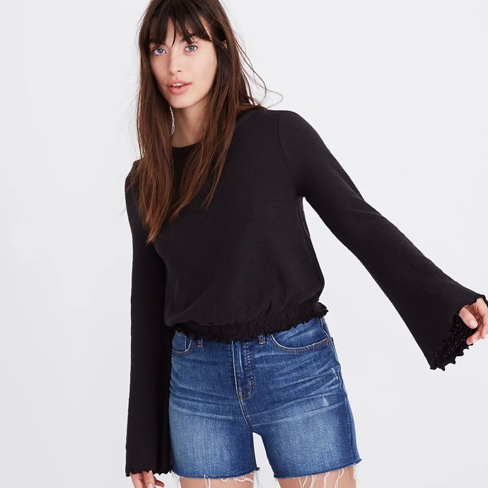 Madewell Smocked Bell-Sleeve Top